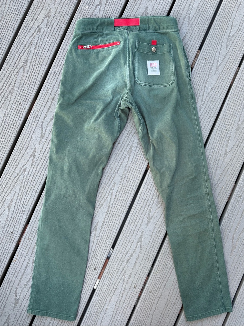 Topo Designs Women’s Climb Pant Forest Green Red Belt Boulder Colorado XS